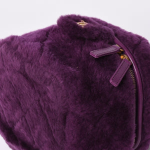 Very Good Condition CHANEL Coco Mark Vanity 2WAY Shoulder Bag Shearling 22AW AS3357 Purple Gold Hardware Used 4a001469