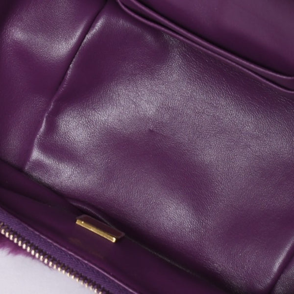 Very Good Condition CHANEL Coco Mark Vanity 2WAY Shoulder Bag Shearling 22AW AS3357 Purple Gold Hardware Used 4a001469