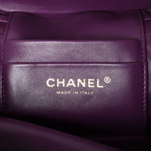 Very Good Condition CHANEL Coco Mark Vanity 2WAY Shoulder Bag Shearling 22AW AS3357 Purple Gold Hardware Used 4a001469