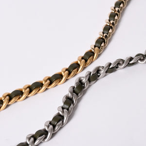 New and unused CHANEL shoulder bag chain 19 here mark lambskin round type khaki gold hardware used 4a001634