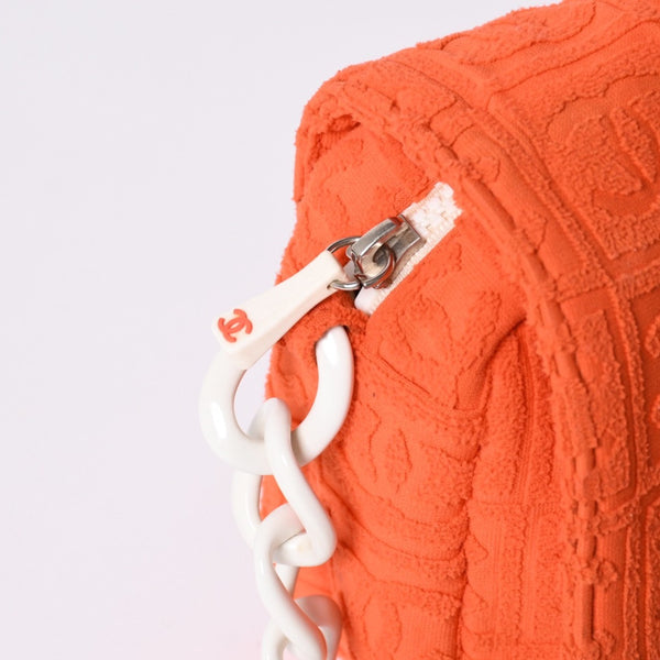 CHANEL Cocomark Matelasse Handbag Plastic Chain Pile No. 7 2002 Orange White Good Condition Used 4a001677