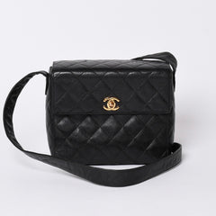 CHANEL Shoulder Bag No. 4 Coco Mark Caviar Skin Black Quilted Gold Hardware Made in Italy Good Condition Used 4a001441