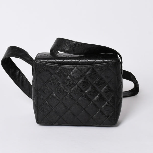CHANEL Shoulder Bag No. 4 Coco Mark Caviar Skin Black Quilted Gold Hardware Made in Italy Good Condition Used 4a001441