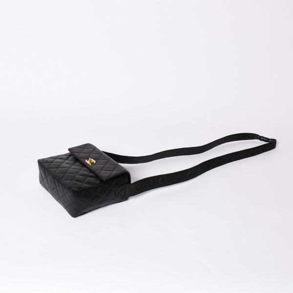 CHANEL Shoulder Bag No. 4 Coco Mark Caviar Skin Black Quilted Gold Hardware Made in Italy Good Condition Used 4a001441