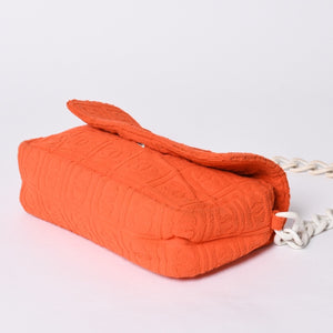 CHANEL Cocomark Matelasse Handbag Plastic Chain Pile No. 7 2002 Orange White Good Condition Used 4a001677