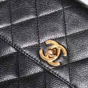 CHANEL Shoulder Bag No. 4 Coco Mark Caviar Skin Black Quilted Gold Hardware Made in Italy Good Condition Used 4a001441