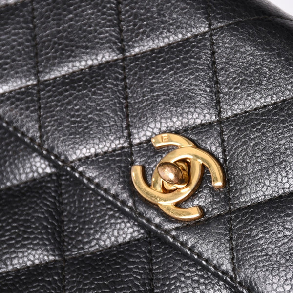 CHANEL Shoulder Bag No. 4 Coco Mark Caviar Skin Black Quilted Gold Hardware Made in Italy Good Condition Used 4a001441