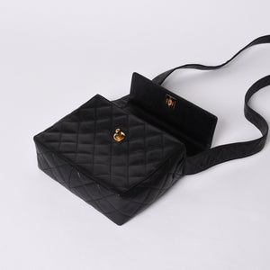 CHANEL Shoulder Bag No. 4 Coco Mark Caviar Skin Black Quilted Gold Hardware Made in Italy Good Condition Used 4a001441