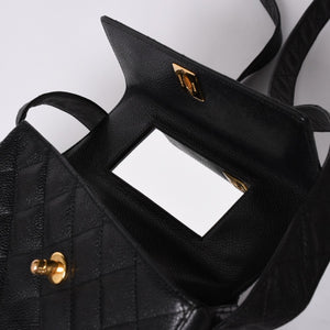 CHANEL Shoulder Bag No. 4 Coco Mark Caviar Skin Black Quilted Gold Hardware Made in Italy Good Condition Used 4a001441