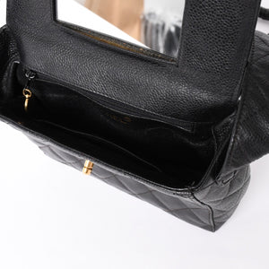CHANEL Shoulder Bag No. 4 Coco Mark Caviar Skin Black Quilted Gold Hardware Made in Italy Good Condition Used 4a001441