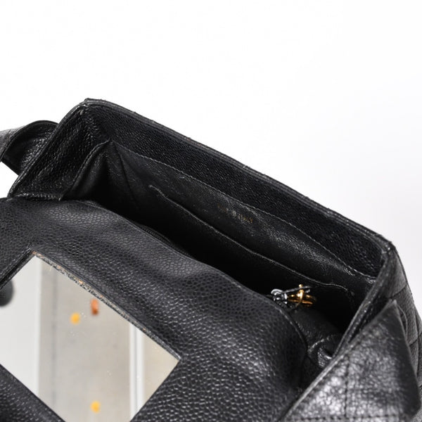 CHANEL Shoulder Bag No. 4 Coco Mark Caviar Skin Black Quilted Gold Hardware Made in Italy Good Condition Used 4a001441
