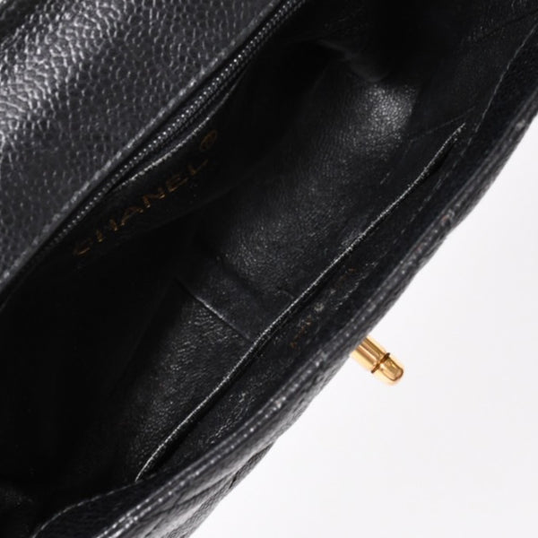CHANEL Shoulder Bag No. 4 Coco Mark Caviar Skin Black Quilted Gold Hardware Made in Italy Good Condition Used 4a001441