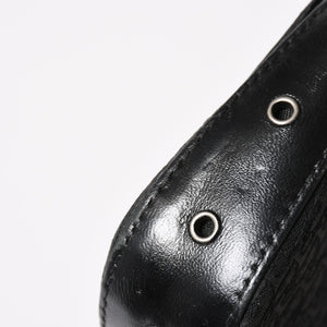 Christian Dior Street Chic Trotter Handbag Black Cotton Canvas Leather 15-MA-0043 Silver Hardware Good Condition Used 4a001683
