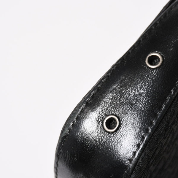 Christian Dior Street Chic Trotter Handbag Black Cotton Canvas Leather 15-MA-0043 Silver Hardware Good Condition Used 4a001683