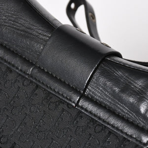 Christian Dior Street Chic Trotter Handbag Black Cotton Canvas Leather 15-MA-0043 Silver Hardware Good Condition Used 4a001683