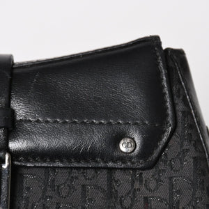 Christian Dior Street Chic Trotter Handbag Black Cotton Canvas Leather 15-MA-0043 Silver Hardware Good Condition Used 4a001683
