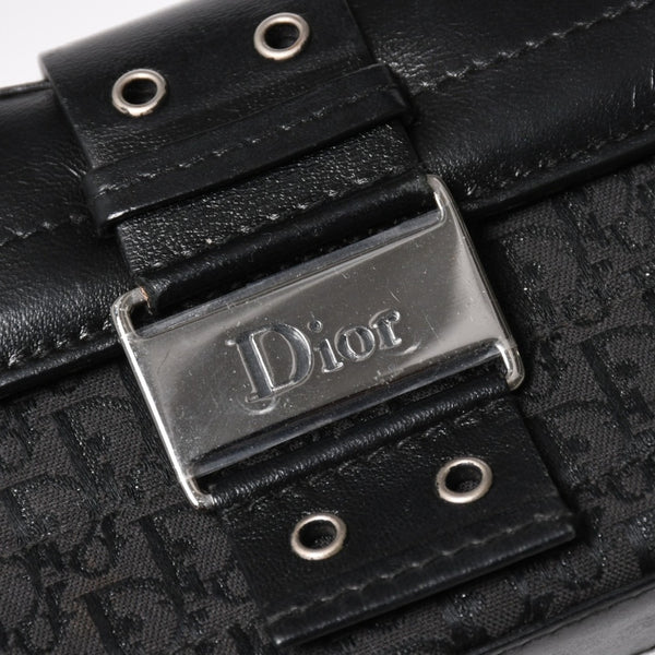 Christian Dior Street Chic Trotter Handbag Black Cotton Canvas Leather 15-MA-0043 Silver Hardware Good Condition Used 4a001683