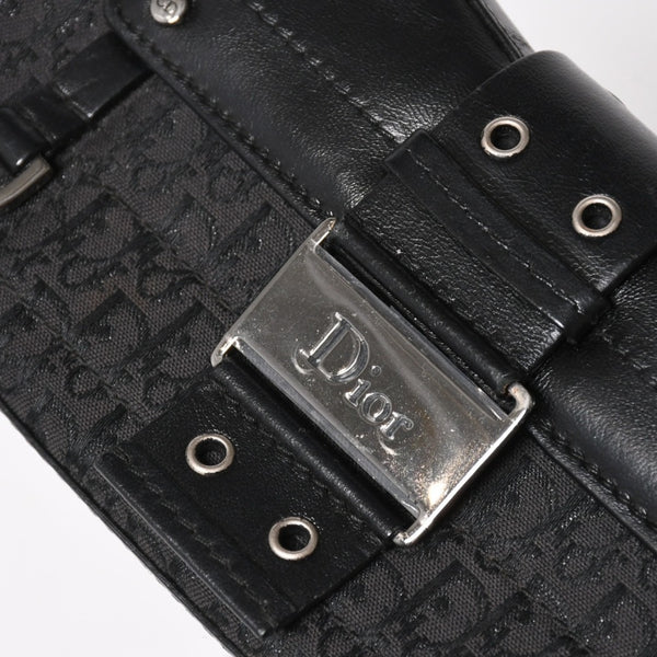 Christian Dior Street Chic Trotter Handbag Black Cotton Canvas Leather 15-MA-0043 Silver Hardware Good Condition Used 4a001683