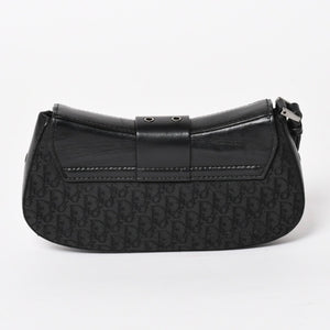 Christian Dior Street Chic Trotter Handbag Black Cotton Canvas Leather 15-MA-0043 Silver Hardware Good Condition Used 4a001683