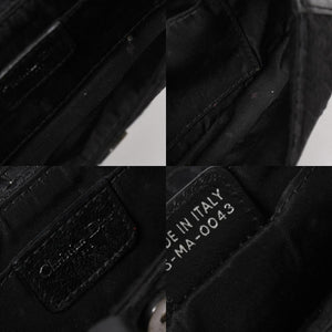 Christian Dior Street Chic Trotter Handbag Black Cotton Canvas Leather 15-MA-0043 Silver Hardware Good Condition Used 4a001683