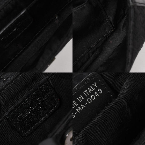 Christian Dior Street Chic Trotter Handbag Black Cotton Canvas Leather 15-MA-0043 Silver Hardware Good Condition Used 4a001683