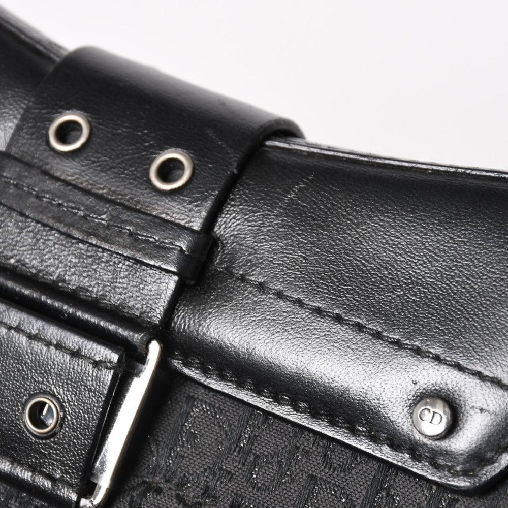 Christian Dior クリスチャンディオール ストリートシック トロッター ハンドバッグ ブラック コットンキャンバス レザー 15-MA-0043 シルバー金具 美品 中古 4a001683