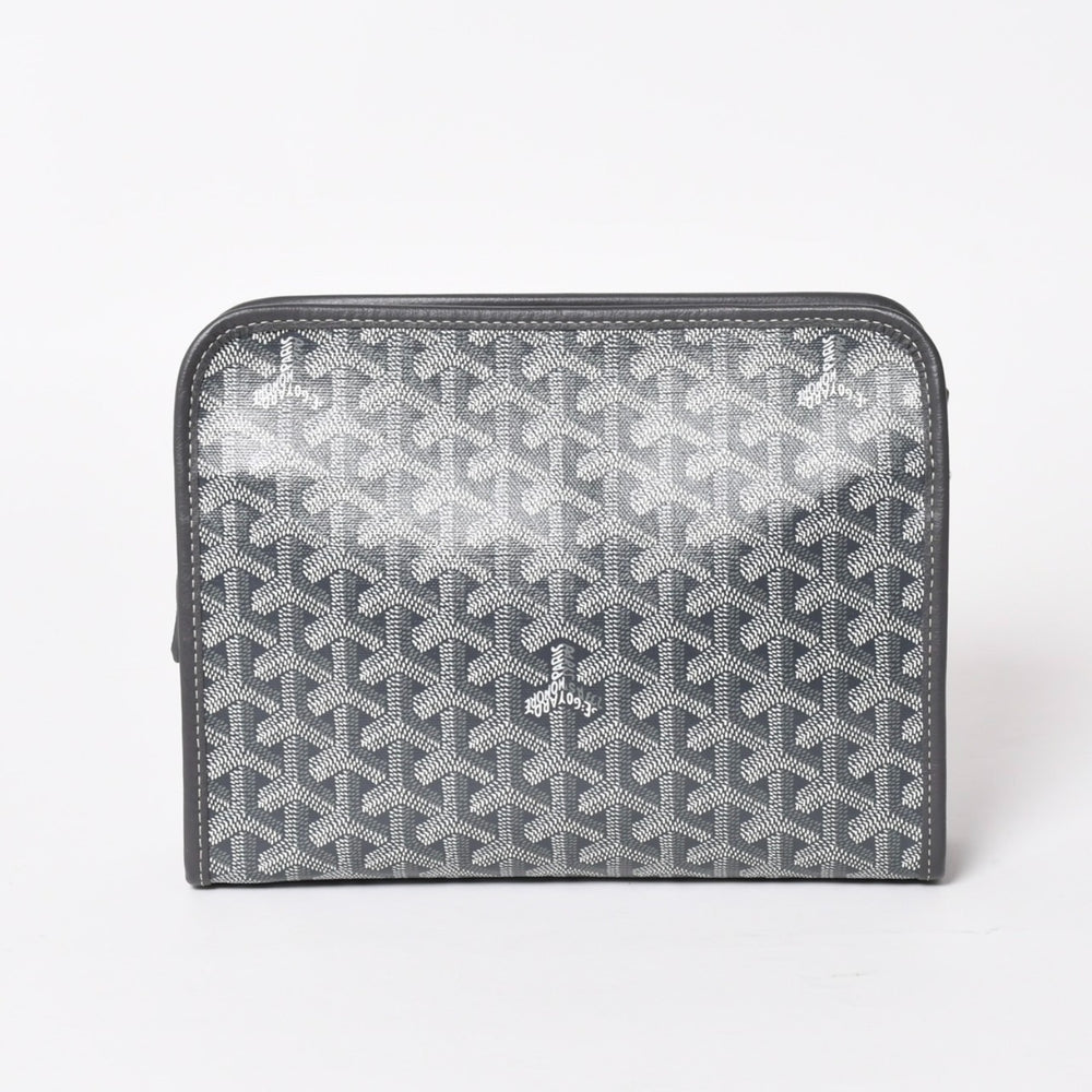 極美品 GOYARD ゴヤール ヘリンボーン ジュバンスMM クラッチバッグ グレー JOUVENMMLTY51CL51P 中古 4a004391