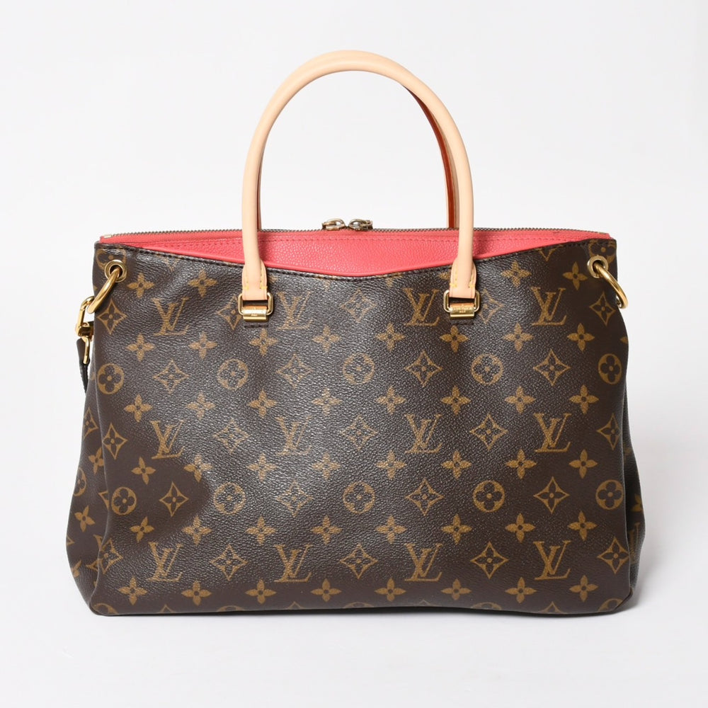LOUIS VUITTON Pallas Handbag M40466 Monogram Canvas Tanned Leather SN0185 Shoulder Bag Brown Pink Gold Hardware Good Condition Used 4a004349