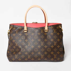 LOUIS VUITTON ルイヴィトン パラス ハンドバッグ M40466 モノグラムキャンバス ヌメ革 SN0185 ショルダーバッグ ブラウン ピンク ゴールド金具 美品 中古 4a004349