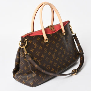LOUIS VUITTON ルイヴィトン パラス ハンドバッグ M40466 モノグラムキャンバス ヌメ革 SN0185 ショルダーバッグ ブラウン ピンク ゴールド金具 美品 中古 4a004349