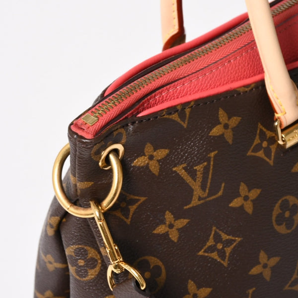 LOUIS VUITTON ルイヴィトン パラス ハンドバッグ M40466 モノグラムキャンバス ヌメ革 SN0185 ショルダーバッグ ブラウン ピンク ゴールド金具 美品 中古 4a004349