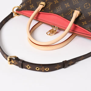 LOUIS VUITTON ルイヴィトン パラス ハンドバッグ M40466 モノグラムキャンバス ヌメ革 SN0185 ショルダーバッグ ブラウン ピンク ゴールド金具 美品 中古 4a004349