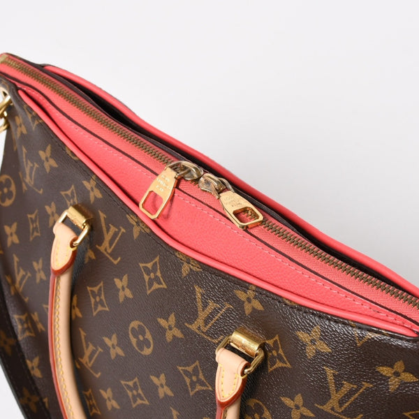 LOUIS VUITTON ルイヴィトン パラス ハンドバッグ M40466 モノグラムキャンバス ヌメ革 SN0185 ショルダーバッグ ブラウン ピンク ゴールド金具 美品 中古 4a004349
