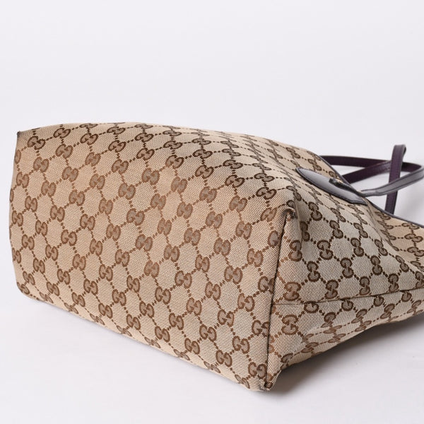 GUCCI グッチ JOLLY TOTE BAG ジョリー トートバッグ 211976 GGキャンバス パテントレザー チャーム付き 美品 中古 4a001685