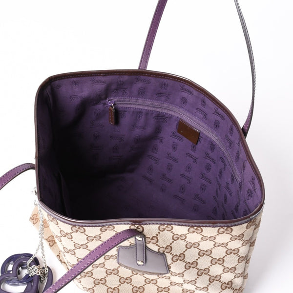 GUCCI グッチ JOLLY TOTE BAG ジョリー トートバッグ 211976 GGキャンバス パテントレザー チャーム付き 美品 中古 4a001685