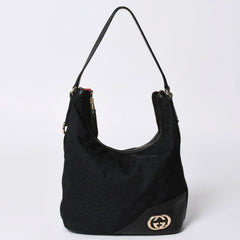 GUCCI Gucci GG Canvas Black Color Shoulder Bag 182491 Gold Hardware Sherry Line Good Condition Used 4a001649