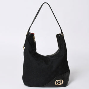 GUCCI Gucci GG Canvas Black Color Shoulder Bag 182491 Gold Hardware Sherry Line Good Condition Used 4a001649