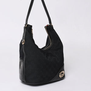 GUCCI Gucci GG Canvas Black Color Shoulder Bag 182491 Gold Hardware Sherry Line Good Condition Used 4a001649