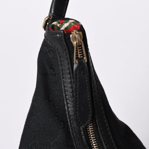 GUCCI Gucci GG Canvas Black Color Shoulder Bag 182491 Gold Hardware Sherry Line Good Condition Used 4a001649