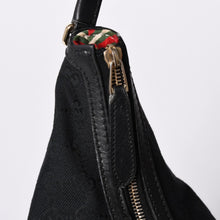 画像をギャラリービューアに読み込む, GUCCI グッチ GGキャンバス ブラックカラー ショルダーバッグ 182491 ゴールド金具 シェリーライン 美品 中古 4a001649