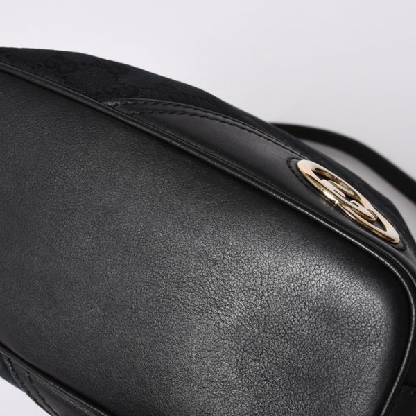 GUCCI Gucci GG Canvas Black Color Shoulder Bag 182491 Gold Hardware Sherry Line Good Condition Used 4a001649