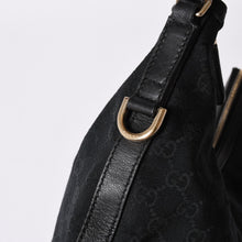 画像をギャラリービューアに読み込む, GUCCI グッチ GGキャンバス ブラックカラー ショルダーバッグ 182491 ゴールド金具 シェリーライン 美品 中古 4a001649