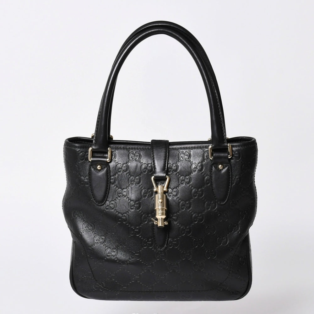 GUCCI グッチ グッチシマ ハンドバッグ ニュージャッキー レザー 145817 ブラック ゴールド金具 美品 中古 4a001661