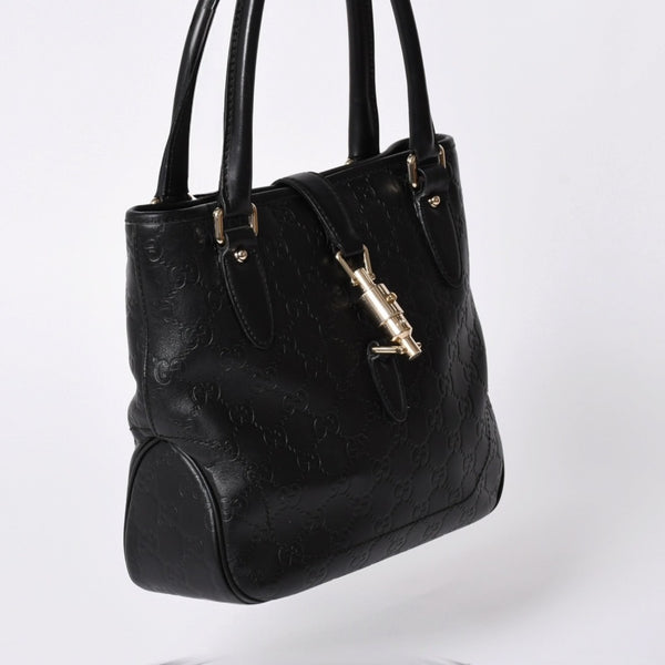 GUCCI グッチ グッチシマ ハンドバッグ ニュージャッキー レザー 145817 ブラック ゴールド金具 美品 中古 4a001661