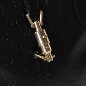 GUCCI グッチ グッチシマ ハンドバッグ ニュージャッキー レザー 145817 ブラック ゴールド金具 美品 中古 4a001661