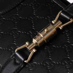 GUCCI グッチ グッチシマ ハンドバッグ ニュージャッキー レザー 145817 ブラック ゴールド金具 美品 中古 4a001661