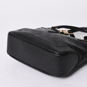 GUCCI グッチ グッチシマ ハンドバッグ ニュージャッキー レザー 145817 ブラック ゴールド金具 美品 中古 4a001661