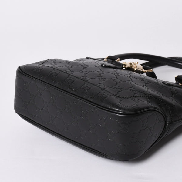 GUCCI グッチ グッチシマ ハンドバッグ ニュージャッキー レザー 145817 ブラック ゴールド金具 美品 中古 4a001661