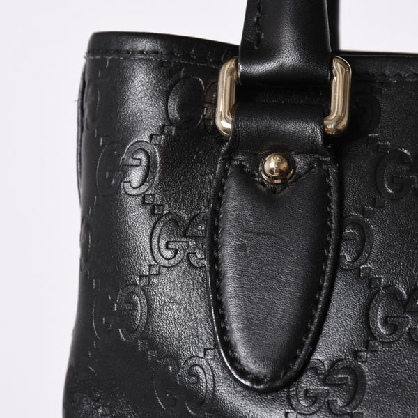 GUCCI グッチ グッチシマ ハンドバッグ ニュージャッキー レザー 145817 ブラック ゴールド金具 美品 中古 4a001661