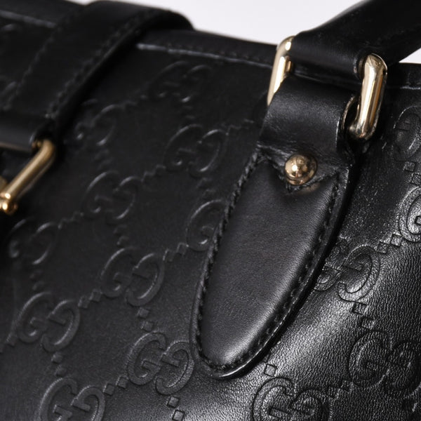 GUCCI グッチ グッチシマ ハンドバッグ ニュージャッキー レザー 145817 ブラック ゴールド金具 美品 中古 4a001661